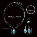 1pc Set of Fashionable Women'S Sky Blue Roman Quartz UP Faux Leather Watch And 5pcs of Heart Sky Blue Accessories Set. Eid, Valentine'S Day, Easter Gift for Mom - Image 8