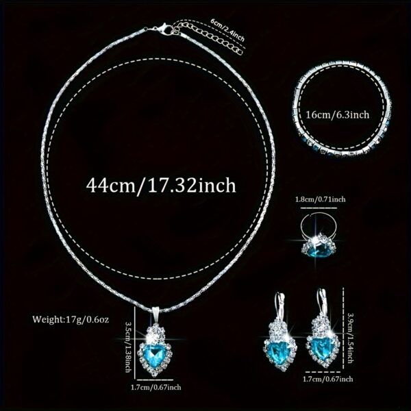 1pc Set of Fashionable Women'S Sky Blue Roman Quartz UP Faux Leather Watch And 5pcs of Heart Sky Blue Accessories Set. Eid, Valentine'S Day, Easter Gift for Mom - Image 8