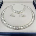 European and American Cross-border Imitation Pearl Necklace Bracelet Earrings Set Three-piece Set Foreign Trade Bride Accessories, for Wedding