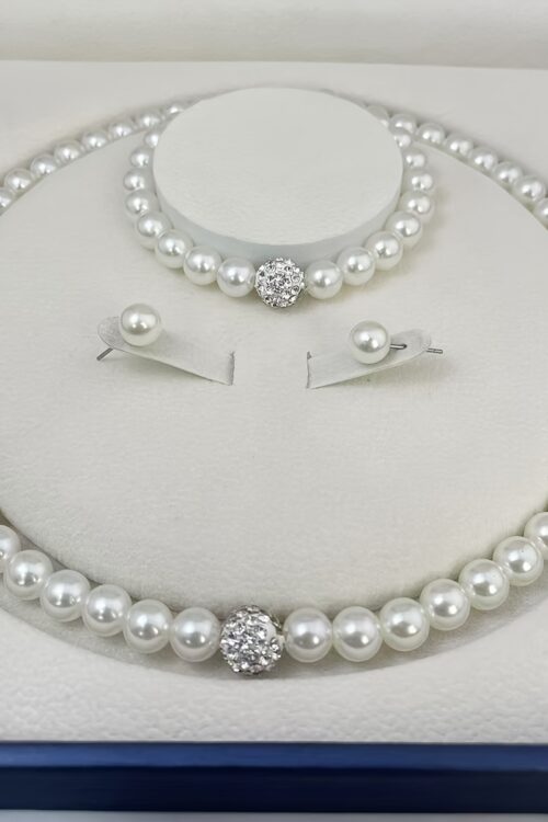 European and American Cross-border Imitation Pearl Necklace Bracelet Earrings Set Three-piece Set Foreign Trade Bride Accessories, for Wedding