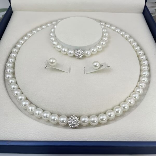 European and American Cross-border Imitation Pearl Necklace Bracelet Earrings Set Three-piece Set Foreign Trade Bride Accessories, for Wedding