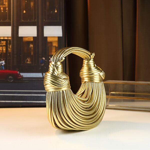 Glossy Trendy Design Sense Handmade Dumpling Bag Hand-Held Crossbody Bag Knotted Rope Noodles Bag Fashionable Personality Female Bag - Image 2