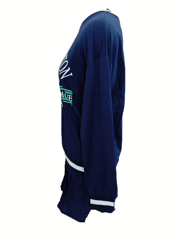 Women'S Elegant Two-Piece Set - "SOUTH AMPHITA Tennis" Print Sweatshirt & Pleated Skirt, Polyester Blend, Crew Neck, All-Season Wear, Casual Attire|Playful Print Top|Polyester Blend - Image 5