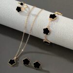 5pcs Jewelry Set Lucky Clover Bracelet, Necklace, Earrings, Necklace and Ring Jewelry Set Suitable for daily wear as a gift for friends - Image 13