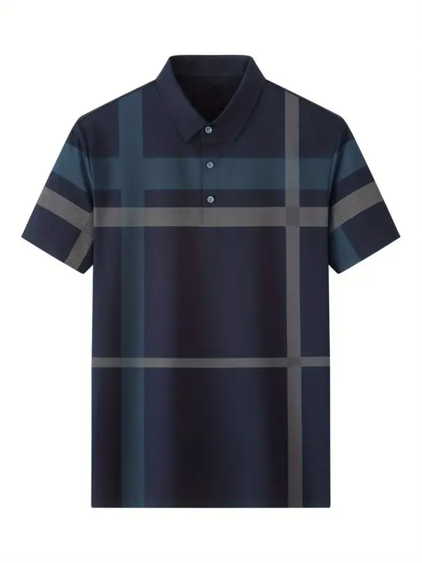 Men's Summer Plaid Shirt - Casual Short Sleeve, Nylon Blend, Stretch Fabric, Non-Transparent - Image 10