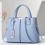 Large Capacity Gray PU Tote Bag - Stylish Versatile Shoulder & Bag with Adjustable Straps, Zip Closure, and Polyester Lining - Image 10