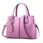 Large Capacity Gray PU Tote Bag - Stylish Versatile Shoulder & Bag with Adjustable Straps, Zip Closure, and Polyester Lining - Image 11
