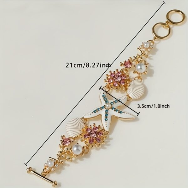 One gorgeous starfish pendant bracelet with shell details and sea coral beads suitable for beach daily wear and ocean vacation style - Image 6