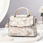 Floral Embroidered Crossbody Bag, Large Capacity with Zipper Closure, Polyester Lined, Versatile Commuter Handbag, Luxurious & Fashionable Design, Edge Paint Detail - Available in Black, Beige, Pink, Khaki, Green - Image 7