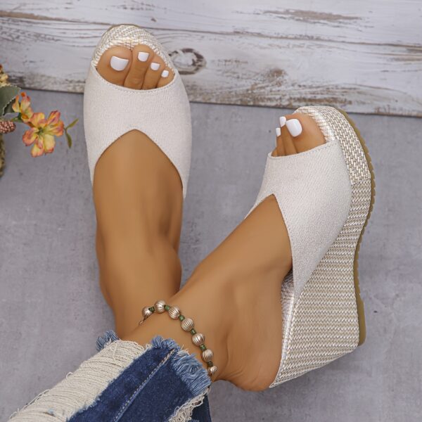 Women's Platform Slip On Sandals, Casual Summer Walking Wedge Sandals, Non-slip Holiday Beach Sandals