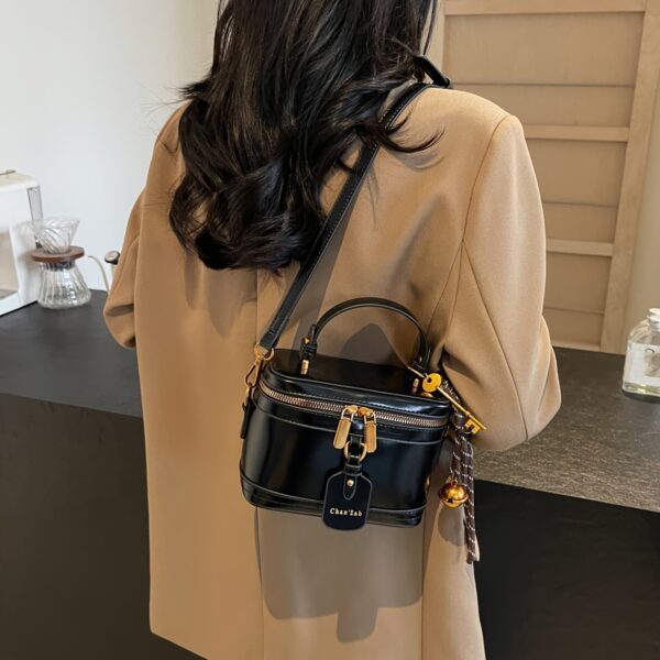 Elegant Retro Women's Crossbody Bag with Bell Pendant – Stylish Brown Handbag with Adjustable Strap, Zipper Closure, and Golden-Tone Hardware for Work, Date, Shop, and Party - Image 12