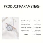 2pcs/set Women's Casual Round Pointer Quartz Watch Analog PU Leather Wrist Watch & Leaf Bangle, Gift For GirlsHer - Image 5