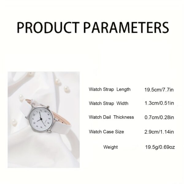 2pcs/set Women's Casual Round Pointer Quartz Watch Analog PU Leather Wrist Watch & Leaf Bangle, Gift For GirlsHer - Image 5
