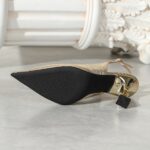Elegant Pointed-Toe High Heel Sandals with Sparkling Metallic Finish - Glamorous Stiletto Design, Buckle Closure, Perfect for Weddings, Parties, and Formal Events, Formal Event Shoes | Sparkling Metallic Finish | TPU Sole - Image 4