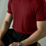 2024 New Men's Short Sleeve Knit Sweater - Breathable Stretch Fabric, Solid Red Round Neck Casual Pullover for Summer Outdoor & Daily Wear, Leisure Clothing, Mature Style Top, Comfortable Fit - Image 7