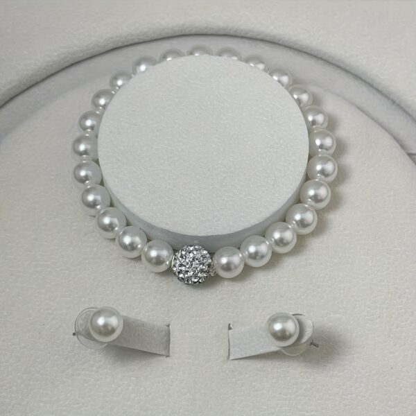 European and American Cross-border Imitation Pearl Necklace Bracelet Earrings Set Three-piece Set Foreign Trade Bride Accessories, for Wedding - Image 3