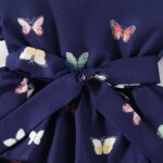Waddling Girl Elegant Butterfly Pattern Print Tiered Skirt with Three-Layer Hem Suitable for Summer - Image 4