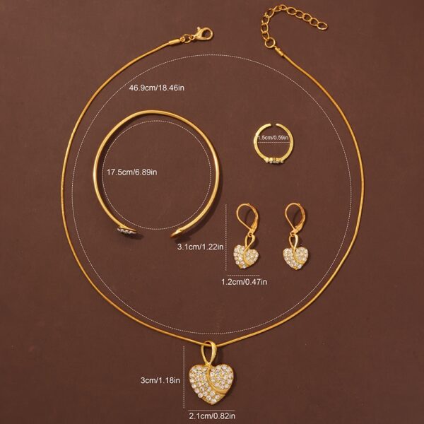 6pcs Elegant Women's Quartz Watch Set with Heart-Shaped Jewelry, Perfect Gift for Ladies, Non-Adjustable Alloy Strap, Classic Bar Markers Round Dial, Ideal Gift for Sisters and Mothers, Suitable for Ramadan or Casual Attire, No Packaging Box Included, Middle East Special Edition - Image 18