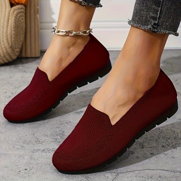 Women'S Purple Knit Loafers - Slip-On, Lightweight, Non-Slip Flat Walking Shoes, Casual All-Season Low Top Fabric Sneakers, PVC Sole and Fabric Insole, Comfortable and Breathable, Allseason Loafers | Casual Loafers | Comfortable Footwear, Loafer Sneakers - Image 9
