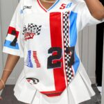 Women's Y2K Mesh Panel Athletic Style Short Sleeve Top - Casual Sporty Tee with "90 BIRTHDAY" Lettering & Eagle Design, Breathable White Base, Perfect for Spring/Summer, Summer Fashion | Vibrant Color Contrast - Image 8