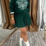 Printed Sweatshirt and Pleated Skirt Two-Piece Set - Image 5