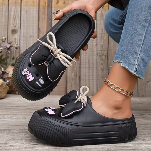Perfect for Easter Gifts, Essential for Parties, 2025 Summer New Arrival, Japanese and Korean Style Slip-On Non-Slip Women's Sandals with Bow Detailing, Thick Sole Elasticity, Lightweight Breathable, Suitable for Home, Outdoor, Office, and Gatherings - Image 6