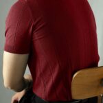 2024 New Men's Short Sleeve Knit Sweater - Breathable Stretch Fabric, Solid Red Round Neck Casual Pullover for Summer Outdoor & Daily Wear, Leisure Clothing, Mature Style Top, Comfortable Fit - Image 4