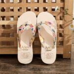 Elegant Bohemian Floral Women'S Flip Flops with Open Toe, Breathable Fabric Strap, Cushioned EVA Sole, Black and White Summer Beach Sandals for Vacation - Image 4