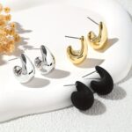 Elegant and Minimalist Teardrop Hoop Earrings Set for Women: Retro Punk Style, Suitable for Daily Wear and Festive Gifts - Image 2