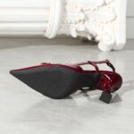 Pair of elegant pointed-toe high-heeled sandals with sleek silhouette, adorned with metal buckle straps for added sophistication and elegance. The slim heel design effortlessly elevates your presence, allowing you to confidently strut your unique charm whether in the workplace or at dinner - Image 4