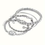 4pcs Women's Personality Exaggerated Punk Style Twist Chain Bracelet Set with Rhinestones - Image 4