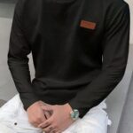 Men's Fashion Casual Sweatshirt - Soft Polyester, Crew Neck, Long Sleeve, Gradient Color with Chevron Patch | Machine Washable, Ideal for Spring & Autumn - Image 3