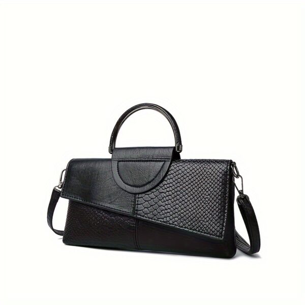 Weidola Women's Retro Crocodile-Embossed Crossbody Bag with Detachable Adjustable Strap, Zipper Closure & Polyester Lining - Solid Color Handbag for Daily Use (Black/Mixed/White/Yellow), Elegant Women's Accessory - Image 2