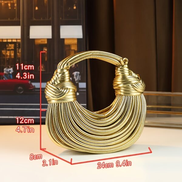 Glossy Trendy Design Sense Handmade Dumpling Bag Hand-Held Crossbody Bag Knotted Rope Noodles Bag Fashionable Personality Female Bag - Image 4