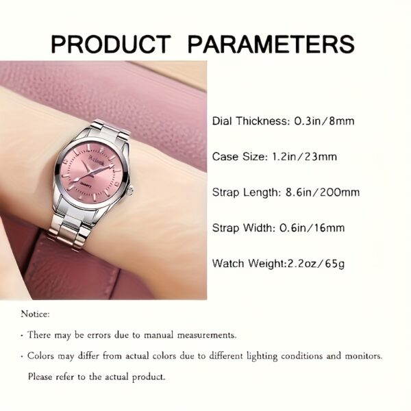 Elegant Ladies Quartz Watch - Fashionable Round Alloy Case, Non-rechargeable Battery, Women's Watch, Quartz Watch,able Multifunctional - Image 5