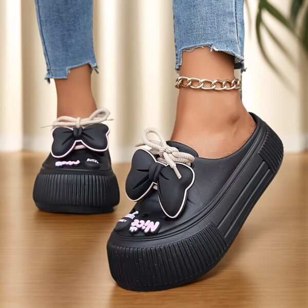 Perfect for Easter Gifts, Essential for Parties, 2025 Summer New Arrival, Japanese and Korean Style Slip-On Non-Slip Women's Sandals with Bow Detailing, Thick Sole Elasticity, Lightweight Breathable, Suitable for Home, Outdoor, Office, and Gatherings