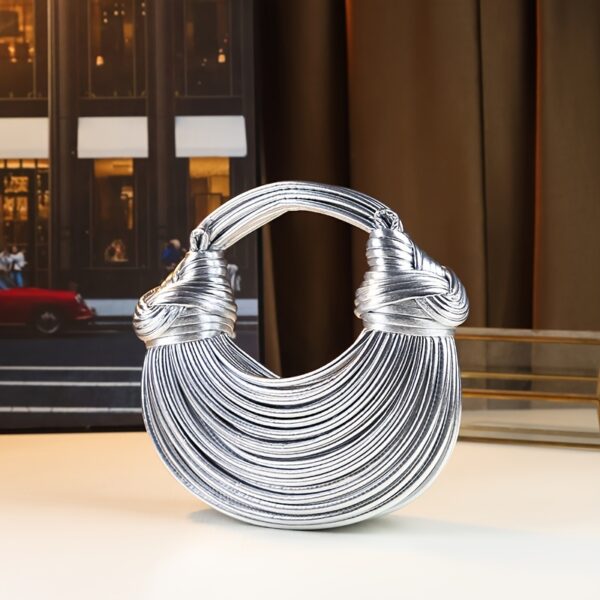 Glossy Trendy Design Sense Handmade Dumpling Bag Hand-Held Crossbody Bag Knotted Rope Noodles Bag Fashionable Personality Female Bag - Image 11
