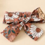 2pcs Cute Little Girl Flower Print Long Sleeve Flying Sleeve Ha Ha Shirt 0 Months-24 Months Baby Dark Buckle Collar Triangle Climbing Suit Spring and Autumn Clothes + Fashion Baby Carrier Skirt Long Does Not Include Shoulder Strap and Bow Headband, Perfect for Outdoor - Image 8