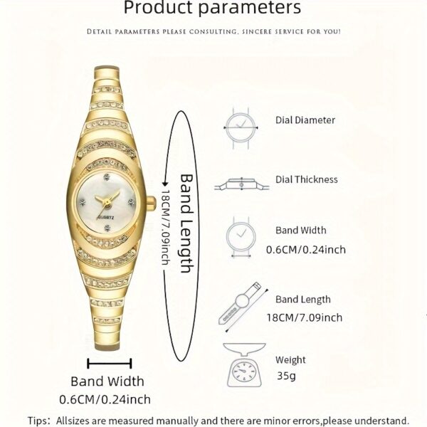 A New Women'S Watch with A Simple Design, Featuring A Round Dial with Rhinestones And A Golden Quartz Watch, Suitable for Daily Decoration, an Ideal Choice for A Birthday Gift. - Image 6
