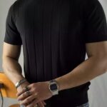 2024 New Men's Short Sleeve Knit Sweater - Breathable Stretch Fabric, Solid Red Round Neck Casual Pullover for Summer Outdoor & Daily Wear, Leisure Clothing, Mature Style Top, Comfortable Fit - Image 8