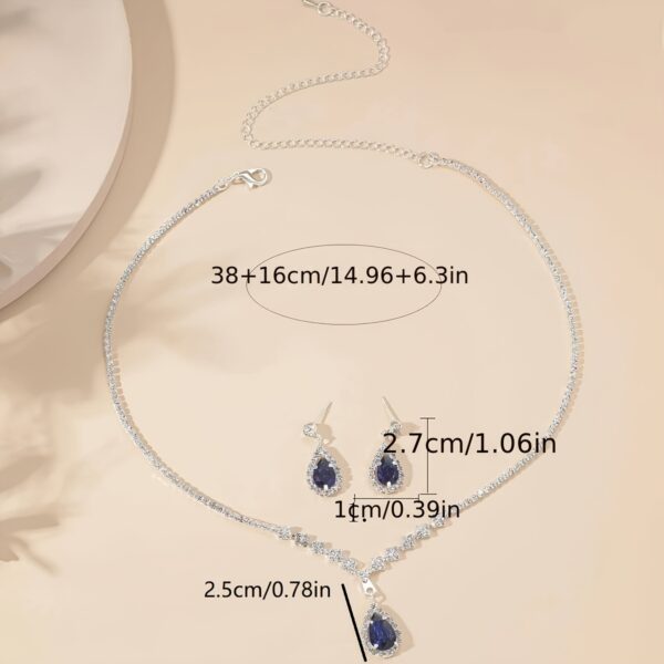 1 Set of Women's European and American Trendy Synthetic Zirconia Claw Chain Necklace Earrings Bridal Jewelry Set for Wedding, Party, or Holiday Gift - Image 5
