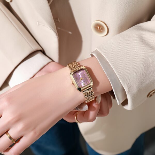 Women's Business Rectangle Quartz Watch Luxury Golden Fashion Analog Wrist Watch For Daily Life - Image 7