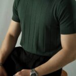 2024 New Men's Short Sleeve Knit Sweater - Breathable Stretch Fabric, Solid Red Round Neck Casual Pullover for Summer Outdoor & Daily Wear, Leisure Clothing, Mature Style Top, Comfortable Fit - Image 3