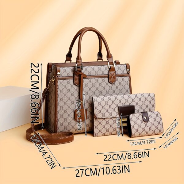 Fashion Large Capacity Tote Bag with Handbag and Wallet Three-Piece Set for Middle-Aged Ladies Elegant Bags - Image 3