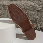 Women's Metallic Buckle Decor Flat Sandals, Elegant Square Toe Buckle Strap Shoes, Lightweight & Comfortable Shoes - Image 4