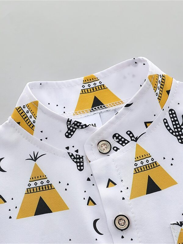 Men'S Infant Summer Graphic Tee and Shorts Set - Casual, Non-Stretch, Short Sleeve Shirt with Pyramid and Cactus Print, Light Blue Shorts, White Sneakers, Casual Summer Outfit for Little Boys, Casual Summer Outfit|Playful Print Design|Comfortable Fit, Baby Clothes, for Outdoor - Image 10