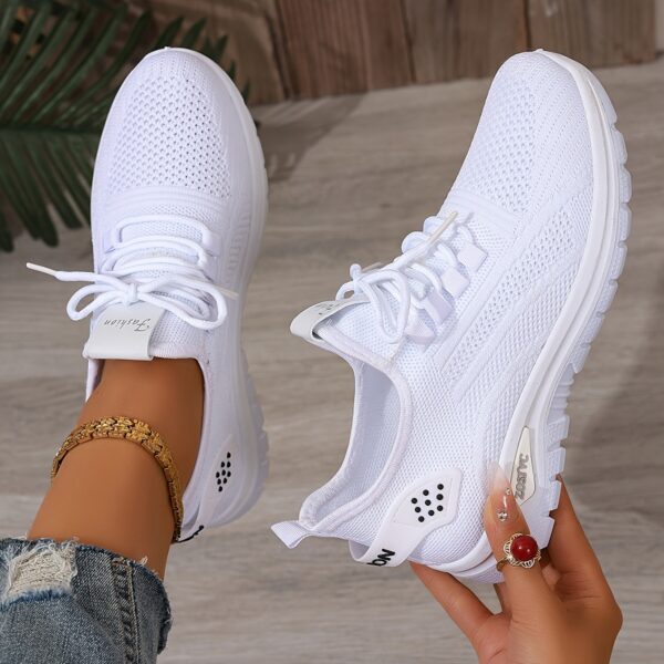 Women's White Breathable Mesh Running Shoes - Comfortable Low-Top Sneakers with Rubber Sole for Travel, Vacation & Casual Wear, Sleek Shoe Design | Cushioned Support - Image 12