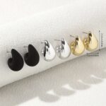 Elegant and Minimalist Teardrop Hoop Earrings Set for Women: Retro Punk Style, Suitable for Daily Wear and Festive Gifts - Image 4