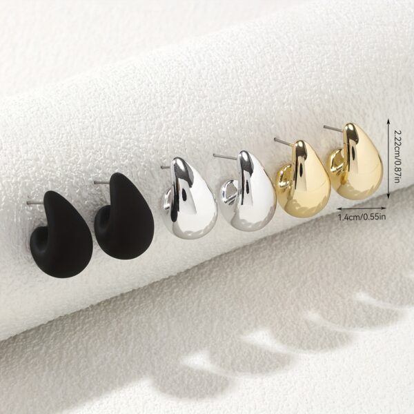 Elegant and Minimalist Teardrop Hoop Earrings Set for Women: Retro Punk Style, Suitable for Daily Wear and Festive Gifts - Image 4