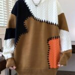 Men's Color-Block Cable Knit Sweater - Soft Warm All-Season Casual Pullover with Contrast Design, Machine Washable Regular Fit Round Neck Long Sleeve, Knitted Sweater, Durable Comfort Wear - Image 7